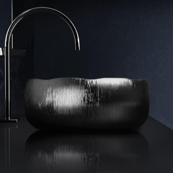 КЕРАМИЧЕСКАЯ РАКОВИНА GLASS DESIGN MODE LUX, GUNMETAL/DARK INOX (MODE40GMDI)