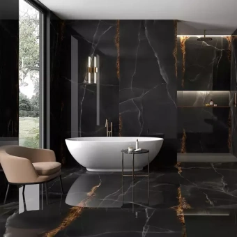 ITT CERAMIC ONICE BLACK POLISHED RECT 6MM 120X300