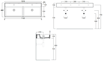 КЕРАМИЧЕСКАЯ РАКОВИНА 121 CМ SIMAS AGILE, MATTE MIRTO (AG 121D)