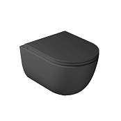 ПОДВЕСНОЙ БЕЗОБОДКОВЫЙ УНИТАЗ GALASSIA DREAM С КРЫШКОЙ SOFT CLOSE, ЧЕРНЫЙ МАТОВЫЙ (7334NEMT+7330NEMT)