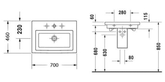 КЕРАМИЧЕСКАЯ РАКОВИНА ШЛИФОВАННАЯ 70 СМ DURAVIT 2ND FLOOR (0491700027)