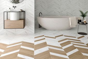 WOW 60° CHEVRON B CALACATTA 10X52
