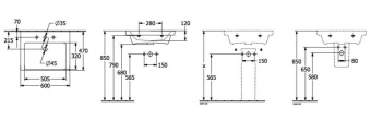 РАКОВИНА 60Х47 VILLEROY&BOCH SUBWAY 3.0, WHITE ALPIN (4A706101)