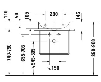 РАКОВИНА 50Х40 СМ DURAVIT DURASQUARE, БЕЛЫЙ (2356500041)