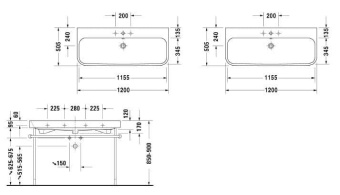 КЕРАМИЧЕСКАЯ РАКОВИНА 120 СМ DURAVIT HAPPY D.2 (2318120000)