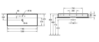 РАКОВИНА ПОДВЕСНАЯ 120Х47 VILLEROY&BOCH MEMENTO 2.0, GRAPHITE (4A22CHI4)
