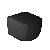 ПОДВЕСНОЙ БЕЗОБОДКОВЫЙ УНИТАЗ GALASSIA LOLA С КРЫШКОЙ SOFT CLOSE, ЧЕРНЫЙ МАТОВЫЙ (7511NEMT+7513NEMT)