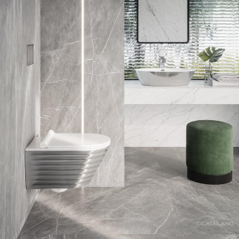 ПОДВЕСНОЙ БЕЗОБОДКОВЫЙ УНИТАЗ CATALANO GOLD&SILVER NEWFLUSH, SILVER/WHITE (1VS55RZEBA)