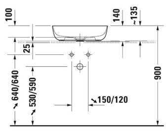 РАКОВИНА 50Х35 СМ DURAVIT LUV, БЕЛО-СЕРЫЙ (0379502300)