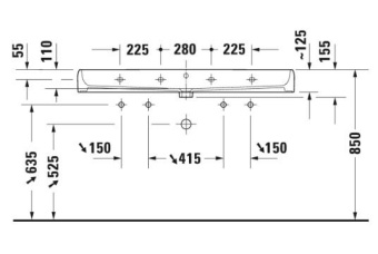 РАКОВИНА 120Х47 СМ DURAVIT QATEGO, БЕЛЫЙ МАТОВЫЙ (2382122027)