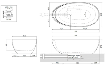 ВАННА ОТДЕЛЬНОСТОЯЩАЯ ANTONIO LUPI ECLIPSE 185X95,5 СМ (ECLIPSE MARMO CARRARA)