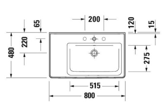 РАКОВИНА 80Х48СМ АСИММЕТРИЧНАЯ DURAVIT D-NEO, БЕЛЫЙ (2370800060)