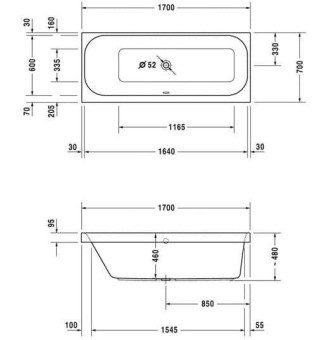 ВАННА АКРИЛОВАЯ DURAVIT HAPPY D.2 170Х70 СМ (700310000000000)