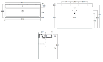 КЕРАМИЧЕСКАЯ РАКОВИНА 121 CМ SIMAS AGILE, MATTE TELA (AG 121)