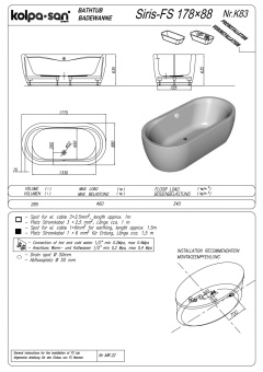 ВАННА АКРИЛОВАЯ KOLPA SAN SIRIS-FS 178X88 WHITE (3838987 535577)