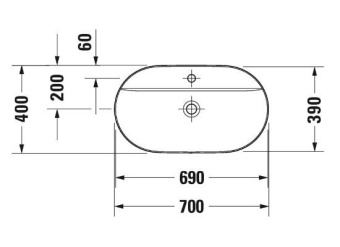 РАКОВИНА 70Х40 СМ DURAVIT LUV, БЕЛЫЙ МАТОВЫЙ (0380702600)