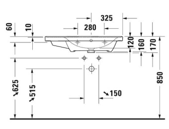 РАКОВИНА 80Х48СМ АСИММЕТРИЧНАЯ DURAVIT D-NEO, БЕЛЫЙ (2370800060)
