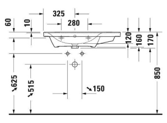 РАКОВИНА 80Х48СМ АСИММЕТРИЧНАЯ DURAVIT D-NEO, БЕЛЫЙ (2369800060)