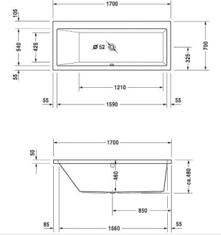 ВАННА АКРИЛОВАЯ DURAVIT VERO 170Х70 СМ (700131000000000)