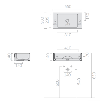 РАКОВИНА 55Х30 СМ GALASSIA PLUS DESIGN, БЕЛЫЙ (6035S)