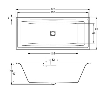 ВАННА АКРИЛОВАЯ RIHO STILL SQUARE PLUG&PLAY 170X75 СМ (B100030005)