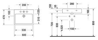 КЕРАМИЧЕСКАЯ РАКОВИНА 60 СМ DURAVIT VERO, ЧЕРНАЯ (0454600800)