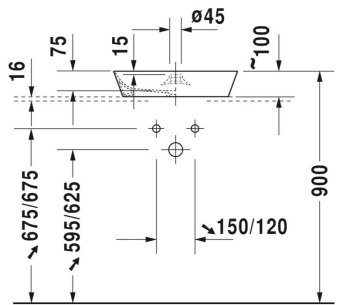 РАКОВИНА 48 СМ DURAVIT CAPE COD, БЕЛЫЙ МАТОВЫЙ (2328483200)