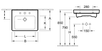 РАКОВИНА 55Х44 VILLEROY&BOCH SUBWAY 2.0, WHITE ALPIN (7113F501)