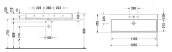 КЕРАМИЧЕСКАЯ РАКОВИНА 120 СМ DURAVIT VERO AIR (2350120000)