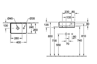 РАКОВИНА ПОДВЕСНАЯ 40Х26 VILLEROY&BOCH MEMENTO 2.0, GRAPHITE (432340I4)