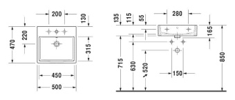 КЕРАМИЧЕСКАЯ РАКОВИНА 50 СМ DURAVIT VERO AIR (2350500027)