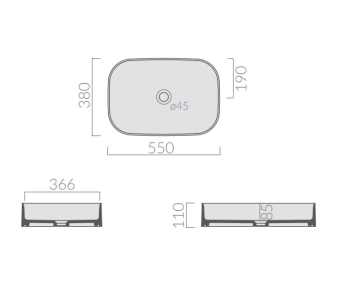 РАКОВИНА 55Х38 СМ GALASSIA SMART B, БЕЛЫЙ (7402)