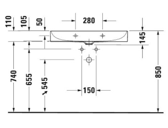 РАКОВИНА 80Х47 СМ DURAVIT DURASQUARE, БЕЛЫЙ (2353800071)