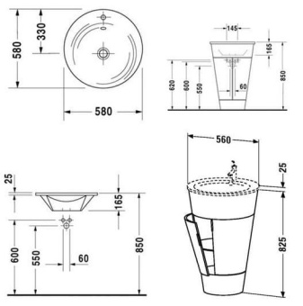 КЕРАМИЧЕСКАЯ РАКОВИНА 58 СМ DURAVIT STARCK 1 (0406580000)