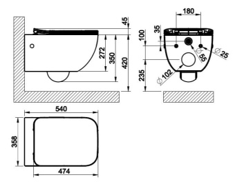 УНИТАЗ ПОДВЕСНОЙ GESSI HABITO, БЕЛЫЙ МАТОВЫЙ (39118-531)