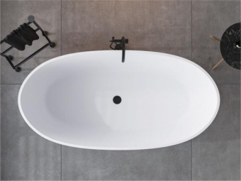 ВАННА ОТДЕЛЬНОСТОЯЩАЯ КАМЕННАЯ MIRAGGIO ESTELLA 168X83 СМ, БЕЛАЯ МАТОВЫЙ (0000268)