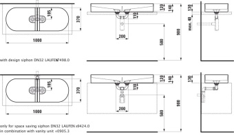 КЕРАМИЧЕСКАЯ РАКОВИНА 100 СМ LAUFEN SONAR, БЕЛЫЙ (H8123480001121)