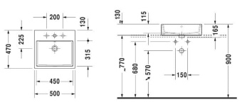 КЕРАМИЧЕСКАЯ РАКОВИНА 50 СМ DURAVIT VERO AIR (2352500000)